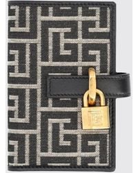 Balmain - Bifold-Geldbörse Aus Canvas Mit Pb-Monogramm Und Lederdetails - Lyst