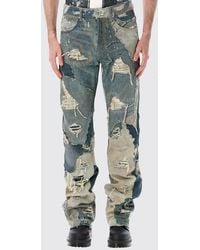 Who Decides War - Straight Fit Mid-Rise Distressed Jeans With Patches - Lyst