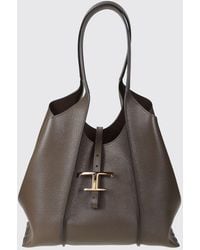 Tod's - T Timeless Calfskin Shopping Bag With Logo And Removable Pouch - Lyst