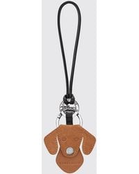 Longchamp - Dog Suede Leather Animal-Shaped Keychain With Ring - Lyst