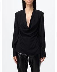 FEDERICA TOSI - Draped-Neckline Long-Sleeved Silk Top - Lyst