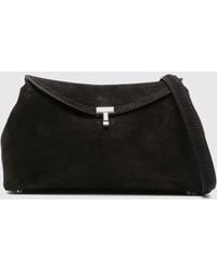 TOTEME - T-Lock Suede Shoulder Bag With Turn-Lock Closure - Lyst