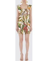 FARM Rio - Tropical Print Linen-Blend Sheath Mini Dress With Square Neck - Lyst