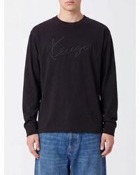 KENZO - Long-Sleeved Cotton T-Shirt With Tone-On-Tone Embroidered Logo - Lyst