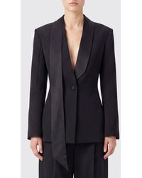 The Attico - Slim Fit Virgin Wool Blazer With Satin Shawl Collar - Lyst