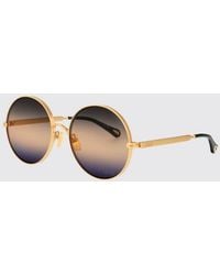 Chloé - Chlo&Eacute Metal Sunglasses With Rounded Frame And Metal Bridge - Lyst