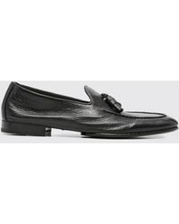 Doucal's - Hammered Leather Loafer With Tassels - Lyst
