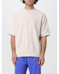 Champion - Crew Neck Cotton Blend Sports T-Shirt With Contrasting Logo - Lyst