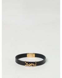 Saint Laurent - Bracelet En Cuir À Plaque Logo - Lyst