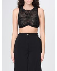 Elisabetta Franchi - Beaded Tulle Crop Top - Lyst
