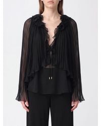 Alberta Ferretti - Pleated Pure Silk Blouse With Asymmetrical V-Neck - Lyst