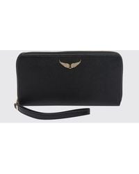 Zadig & Voltaire - Zadig &Amp Voltaire Grained Leather Continental Wallet With Wrist Strap - Lyst