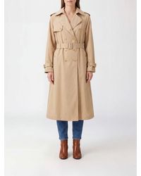 Ermanno Scervino - Long Double-Breasted Trench Coat With Adjustable Waist Belt - Lyst