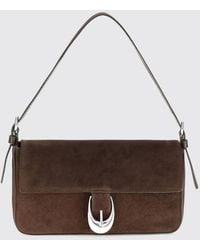 STAUD - Harlow Suede Calfskin Shoulder Bag With Flap Closure - Lyst