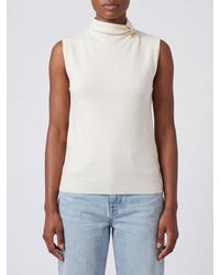Alberta Ferretti - Sleeveless Silk And Cashmere Mock Neck Top With Studs - Lyst