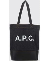A.P.C. - Cotton Denim Tote Bag With Logo - Lyst