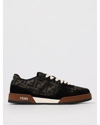 Fendi - Match Ff Jacquard Fabric And Suede Sneakers - Lyst