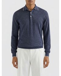 Brunello Cucinelli - Cashmere Silk And Hemp Knit Polo Shirt - Lyst