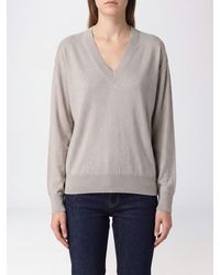 Herno - Pull En Laine À Col V Avec Manches Longues Et Épaules Tombantes - Lyst