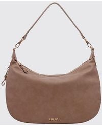 Liu Jo - Grained Faux Leather Hobo Bag With Monogram Logo And Removable Handle - Lyst