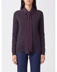 P.A.R.O.S.H. - Scarf-Neck Pure Wool Sweater P.A.R.O.S.H. With Long Sleeves And Ribbed Hems - Lyst
