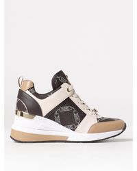 Michael Kors - Michael Georgie Sneakers In Leather And Fabric With Jacquard Monogram - Lyst