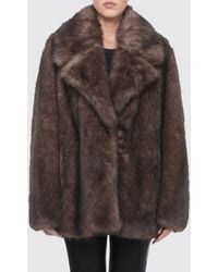 Stand Studio - Short Faux Fur Coat With A Relaxed Fit And Classic Collar - Lyst