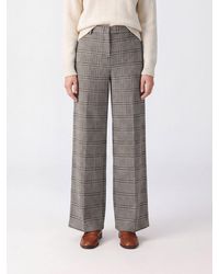 Fabiana Filippi - Prince Of Wales Wool Palazzo Trousers With Mid-Rise - Lyst