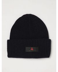 Peuterey - Gerippte Beanie-Mütze Aus Wolle Und Kaschmir Mit Umschlag Und Logo - Lyst