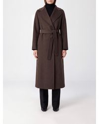 Max Mara - Long Wool And Yak Coat With Tie Belt - Lyst