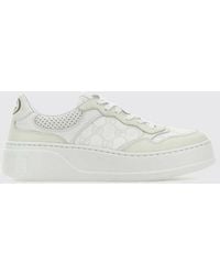 Gucci - Low-Top-Sneaker Von Aus Leder Und Gg Supreme-Gewebe Mit Plateausohle - Lyst