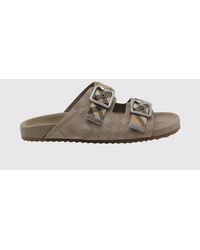 Burberry - Urchin Check Embossed Suede Sandals - Lyst