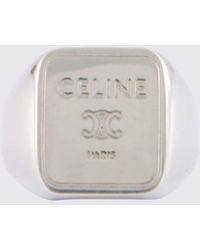 Celine - Finish Brass Ring With Engraved Triomphe Logo - Lyst