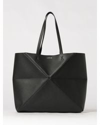 Loewe - Puzzle Fold Tote-Tasche Aus Genarbtem Kalbsleder Mit Doppeltem Henkel - Lyst