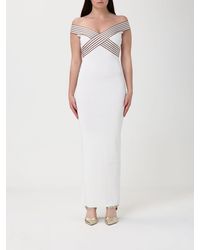 Elisabetta Franchi - Off-Shoulder Striped Dress - Lyst