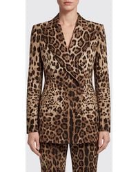 Dolce & Gabbana - Dolce &Amp Gabbana Animalier Print Double-Breasted Wool-Blend Short Blazer - Lyst