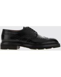 Santoni - Smooth Leather Derby Shoes With Wingtip Brogue Detailing - Lyst