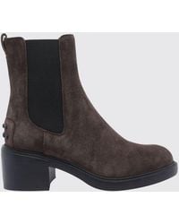 Tod's - Suede Chelsea Boots With T Timeless Logo And A Lugged Rubber Sole - Lyst