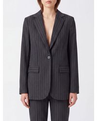 Semicouture - Pinstriped Wool-Blend Blazer With A Slim Fit And Single-Button Closure - Lyst