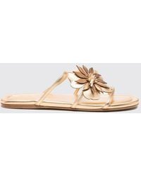 Zimmermann - Belara Flat Laminated Leather Slides With A Floral Appliqué - Lyst