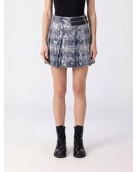 Pinko - Gongora Check Pleated Mini Skirt With Sequins And Side Buckle - Lyst