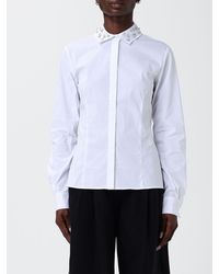 Liu Jo - Cotton Poplin Shirt With Rhinestones - Lyst