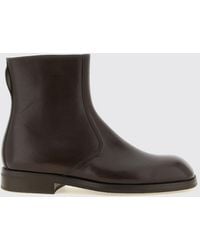 Lemaire - Smooth Lamb Leather Ankle Boots With Rounded Toe And Side Zip - Lyst