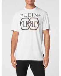 Philipp Plein - Cotton T-Shirt With Hexagon Logo And Contrast Monogram Print - Lyst