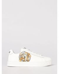 Versace Jeans Couture - Leather Sneakers With Baroque Print - Lyst