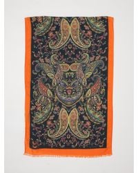 Etro - Wool Blend Scarf With Paisley Print - Lyst