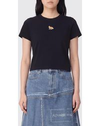 Maison Kitsuné - Maison Kitsun&Eacute Cotton Crop T-Shirt With Logo - Lyst