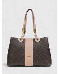 Liu Jo - Grained Faux Leather Bag With All Over Monogram - Lyst