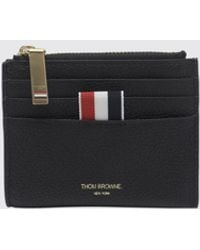 Thom Browne - Pebbled Leather Card Holder With Tricolour Tab - Lyst
