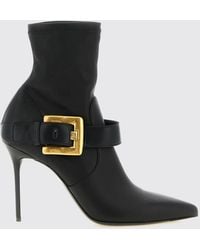 Balmain - Botines Anthem De En Piel De Cordero Con Tacón De Aguja Y Monograma Pb - Lyst